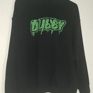 Black Crewneck Sweatshirt with Green Graffiti Print